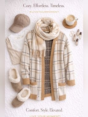 Neutral Dream Moment-SIMPLY SOUTHERN Sherpa Open-Front Cardigan in Cream & Camel